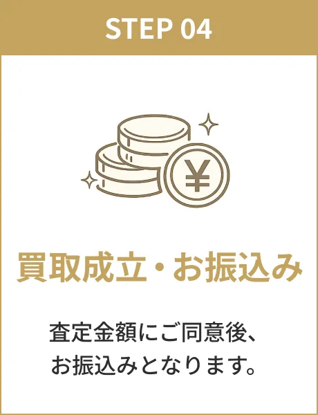 STEP 04 買取成立・お振込み